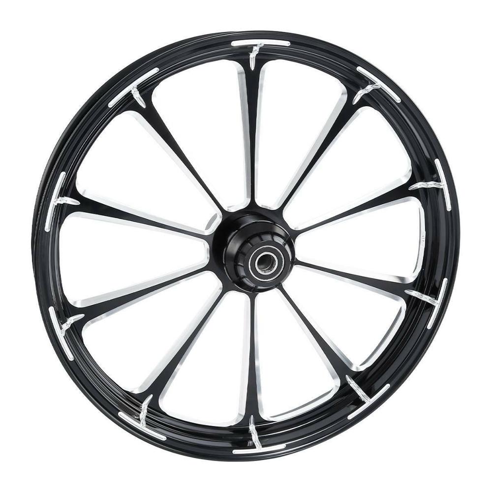 Voodoo Cycle House Custom Front Wheel & Hub Assembly Single Disc For Harley-Davidson & Custom Applications Touring Street Glide Road King 2008-UP 18 21 23 26 30 inch