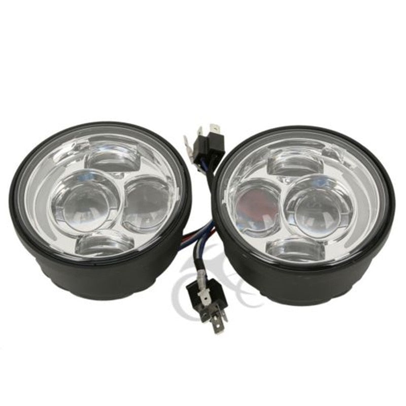 Voodoo Cycle House Custom 4.65" LED Headlights/Fog Lights For Harley-Davidson Fat Bob FXDF 2008-2016