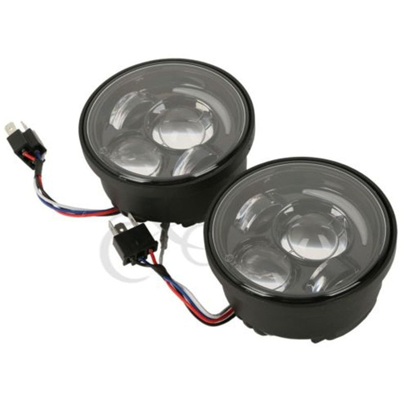 Voodoo Cycle House Custom 4.65" LED Headlights/Fog Lights For Harley-Davidson Fat Bob FXDF 2008-2016