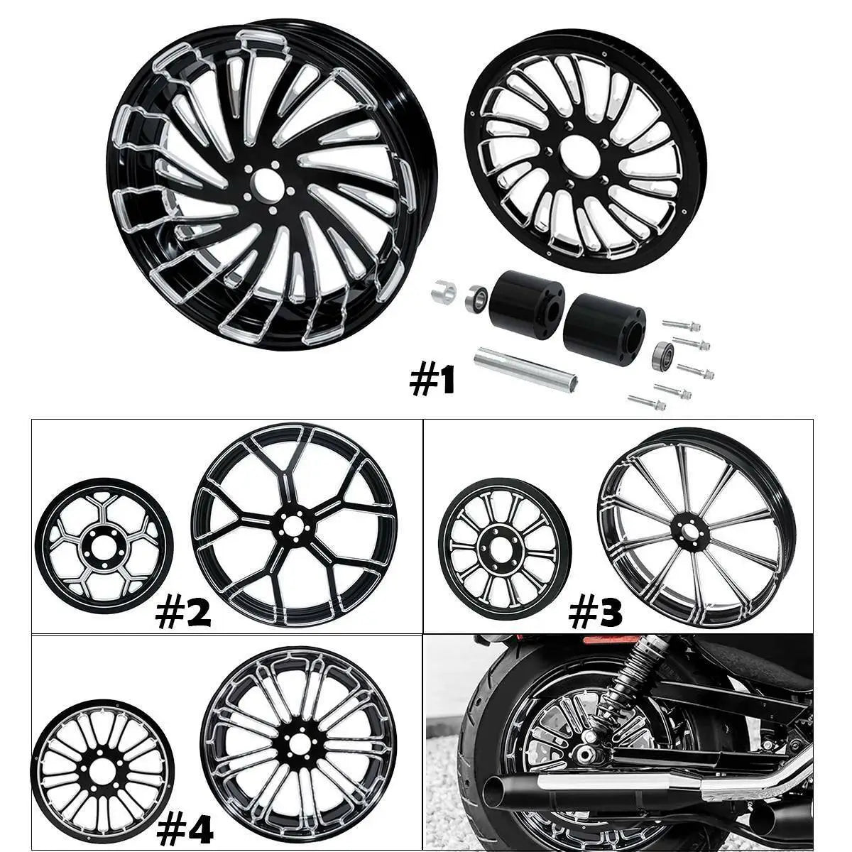 Voodoo Cycle House Custom 18" x 5.5" Rear Wheel & Custom Matching Hub/Pulley Sprocket Assembly For Harley-Davidson Touring Models & Custom Applications