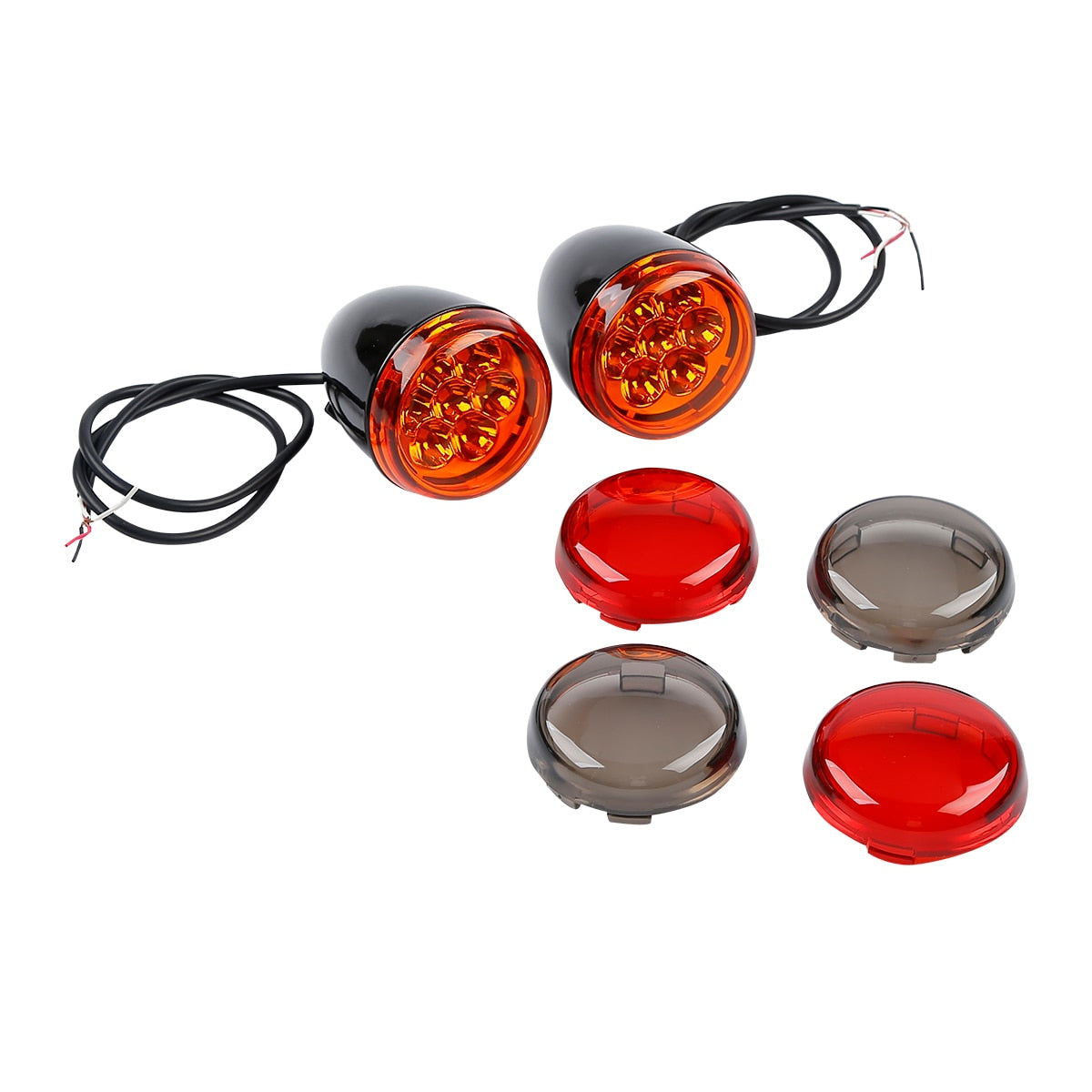Voodoo Cycle House Turn Signal Lights For Harley-Davidson & Custom Applications XLH883 Hugger Dyna Fat Bob FXDF Dyna Wide Super Glide FXDWG