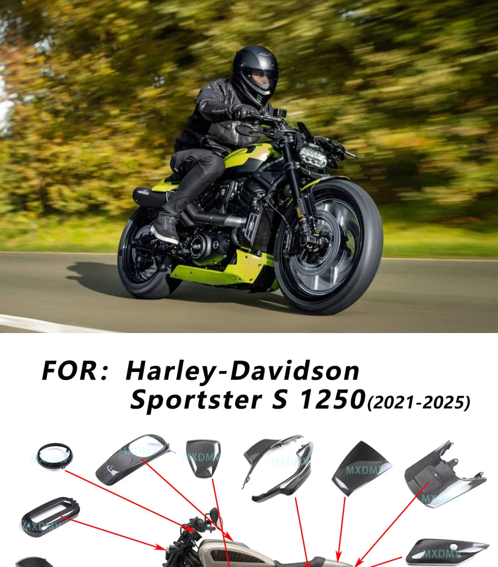 Voodoo Cycle House Custom Carbon Fiber Winglets Rear Footrest Parts Fairing Fenders Cover For HARLEY-DAVIDSON Sportster S 2021 2022 2023 2024 2025