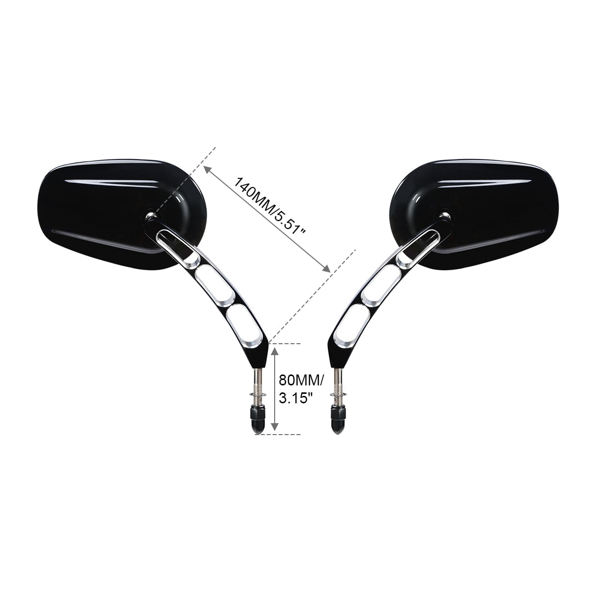 Voodoo Cycle House Custom Mirrors For Harley-Davidson & Custom Applications Touring Street Electra Glide Road King Sportster 883 1200 Dyna Fat Boy Bob Heritage Softail