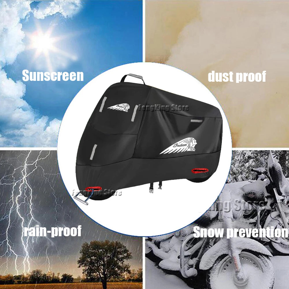 Voodoo Cycle House Indian Motorcycle Cover Outdoor Rain Dustproof UV Protector Covers For Indian Rally Chief Vintage Scout