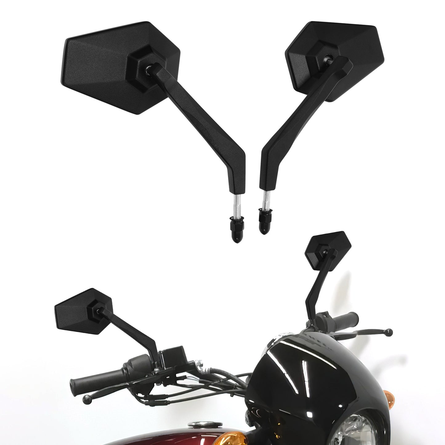 Voodoo Cycle House Custom Mirrors For Harley-Davidson & Custom Applications Touring Street Electra Road Glide Dyna Low Rider Street Bob Fat Boy Sportster 883 1200 1982-2023