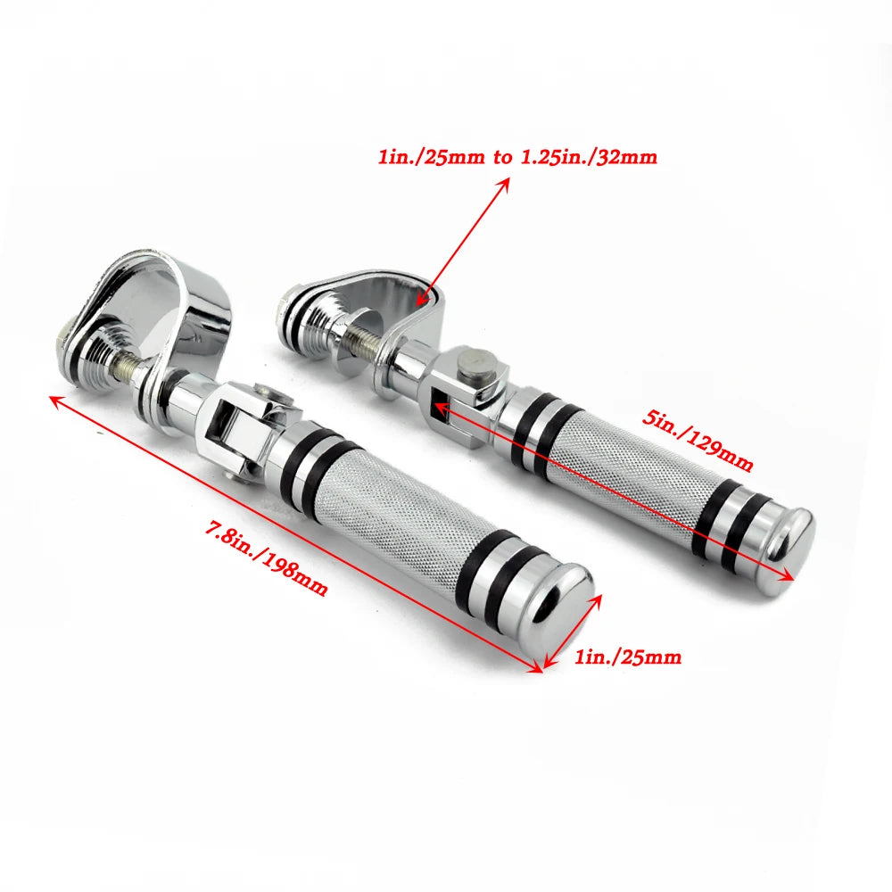 Voodoo Cycle House Custom Chrome Motorcycle Highway Foot Pegs Footrest 32mm Engine Guard Footpeg For Harley Touring RoadKing Sportster 883 Softail Dyna