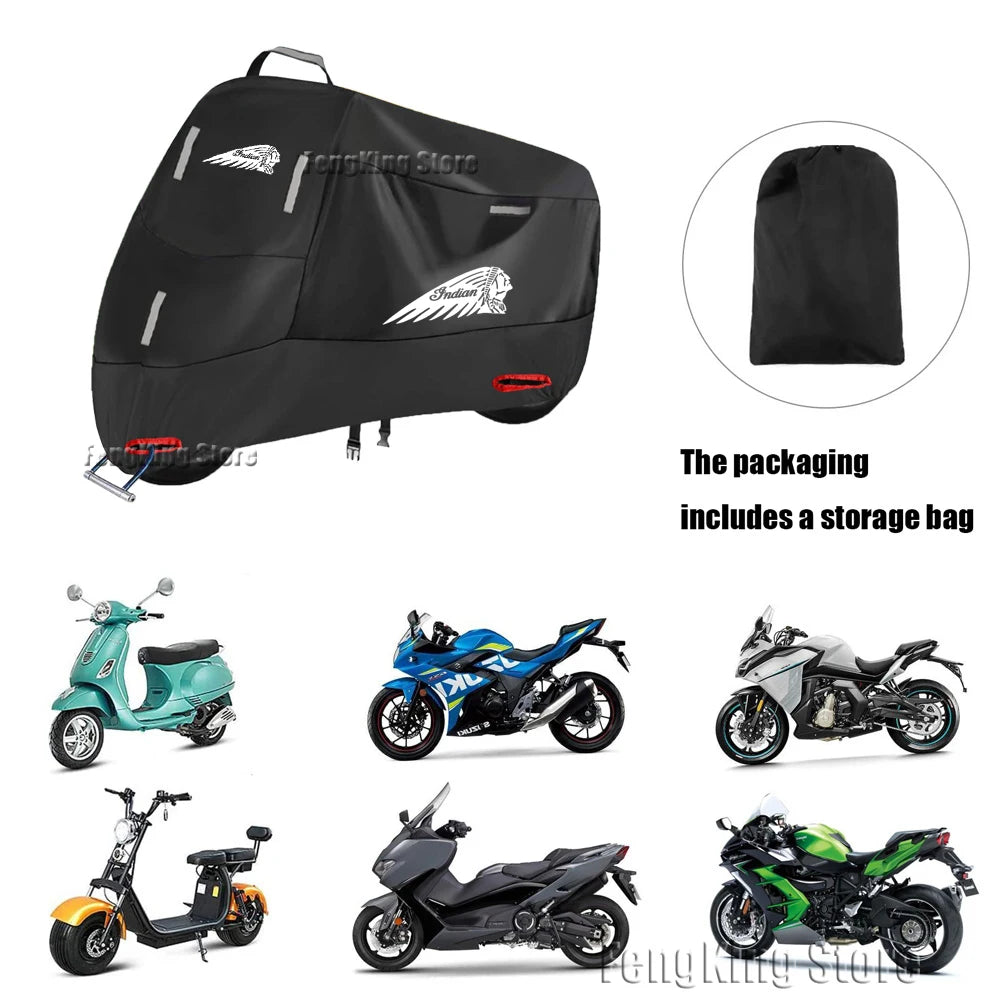Voodoo Cycle House Indian Motorcycle Cover Outdoor Rain Dustproof UV Protector Covers For Indian Rally Chief Vintage Scout