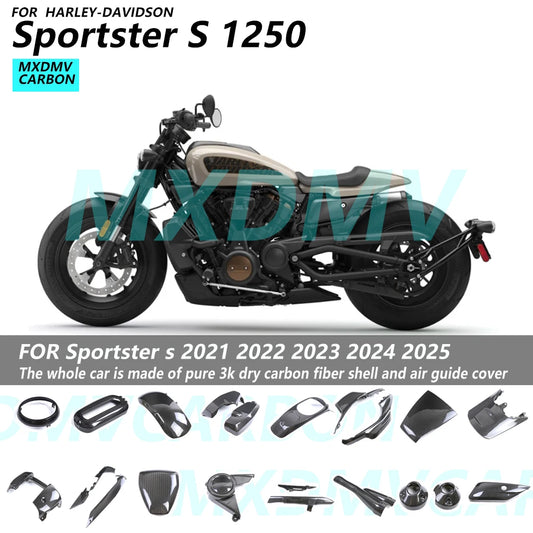 Voodoo Cycle House Custom Carbon Fiber Winglets Rear Footrest Parts Fairing Fenders Cover For HARLEY-DAVIDSON Sportster S 2021 2022 2023 2024 2025