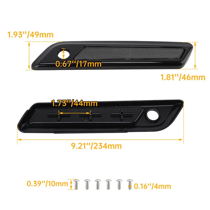 Voodoo Cycle House Custom Black Hard Saddlebag Latch Cover Smoke Reflectors For Harley Touring Road King Road Glide Street Glide 2014-up