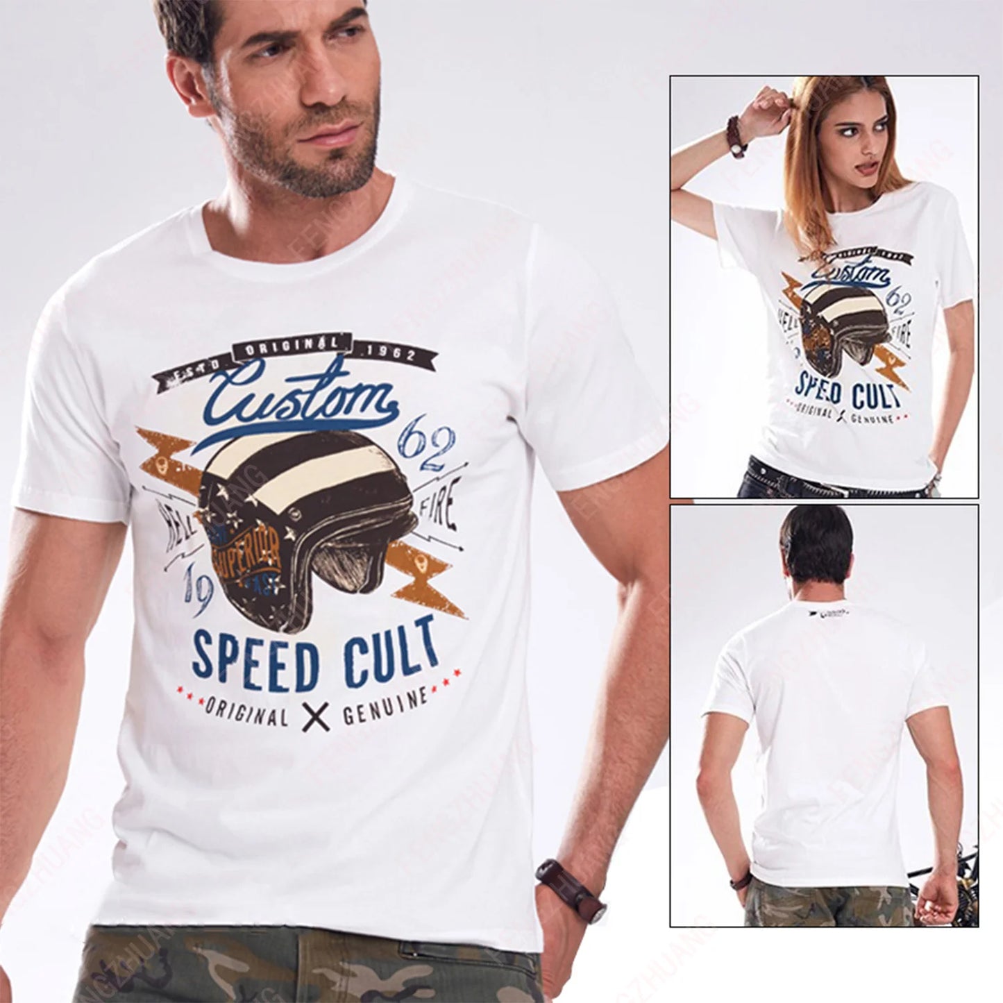 Voodoo Cycle House Motorcycle Men's And Women's Cotton Short Sleeve T-shirt