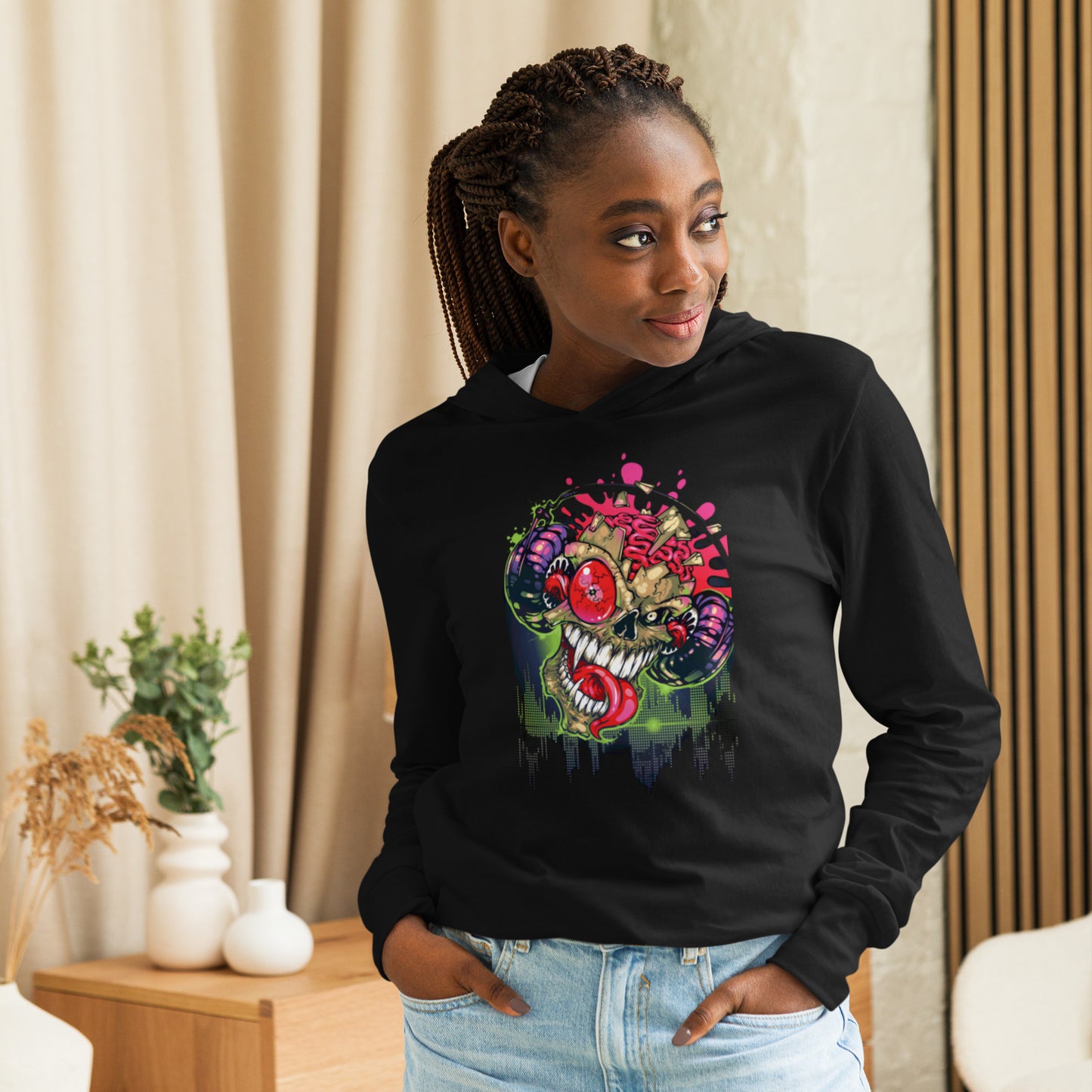 VOODOO MACHINE CO. Hooded long-sleeve tee