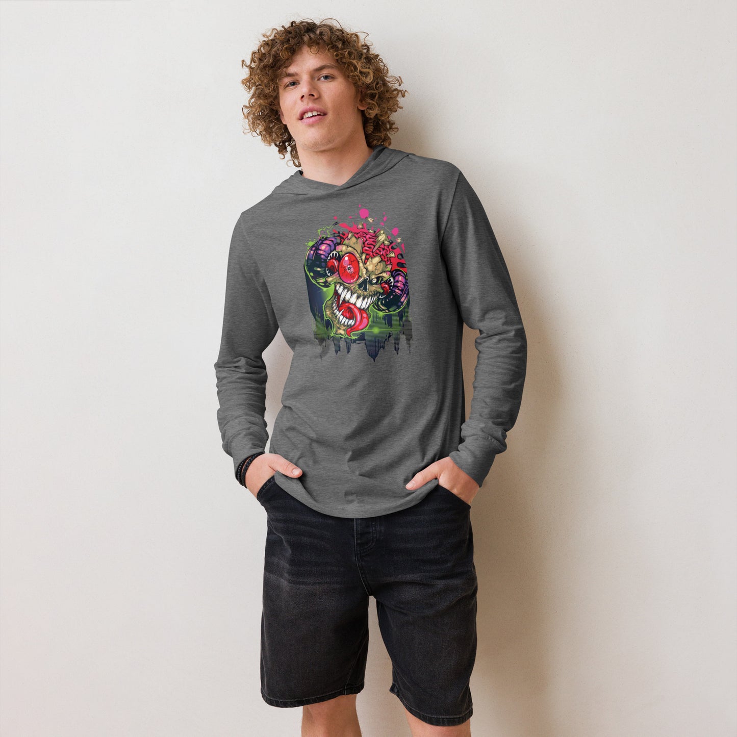 VOODOO MACHINE CO. Hooded long-sleeve tee