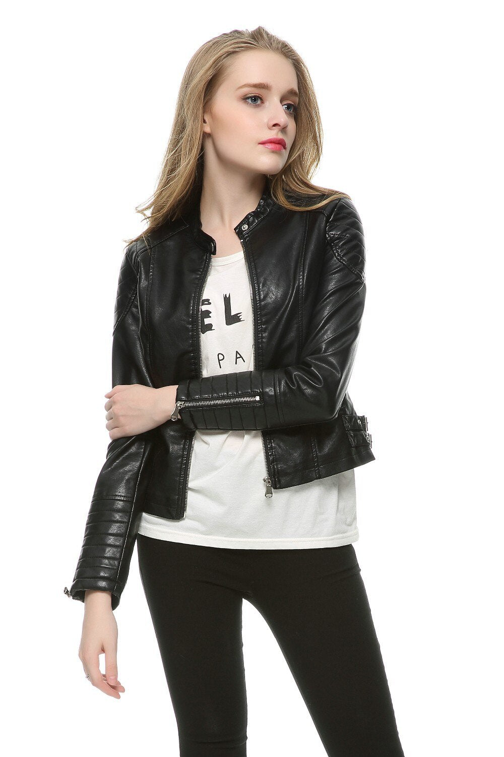 Voodoo Machine Co. Women's Slim Fit Casual Faux Leather Jacket