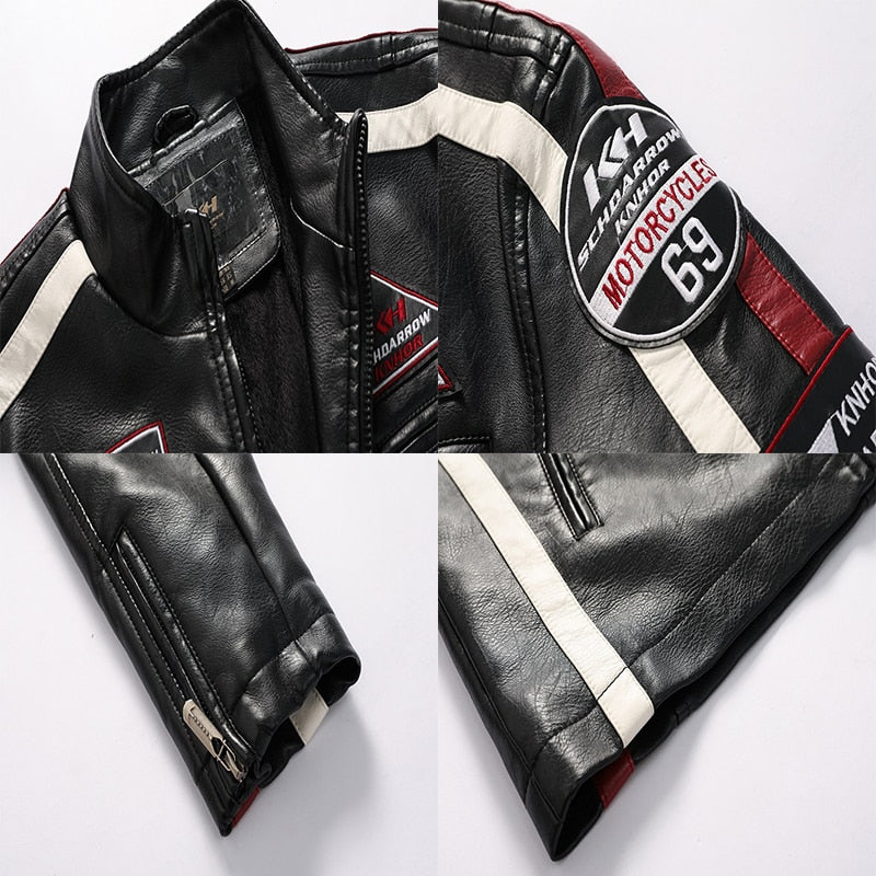 Voodoo Machine Co. Men's Slim Fit Motorcycle Logo Embroidery Bomber Jacket