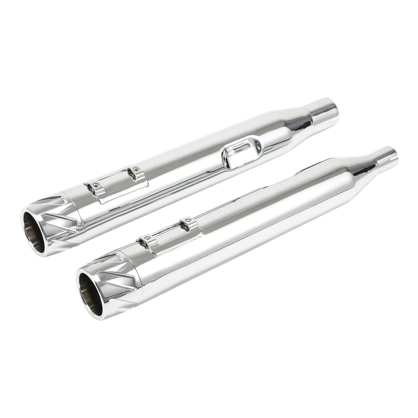 Voodoo Cycle House Custom 4" Chrome/Black Slip-on Mufflers For 2017-UP Harley-Davidson Touring Models