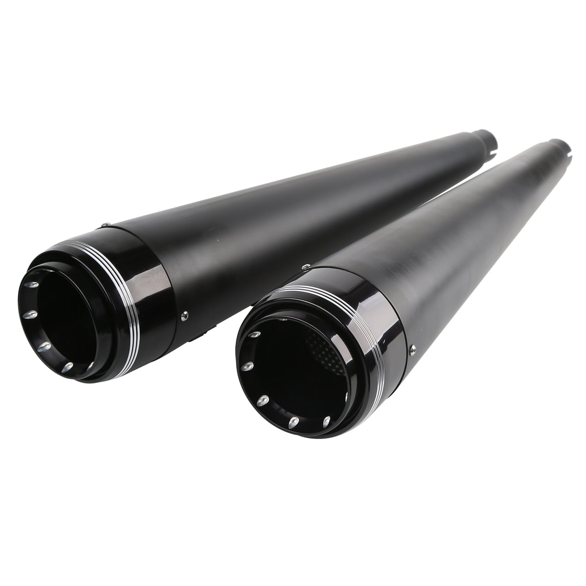 Voodoo Cycle House Custom 4" Chrome/Black Megaphone Slip-on Mufflers For 1995-2016 Harley-Davidson Touring Models