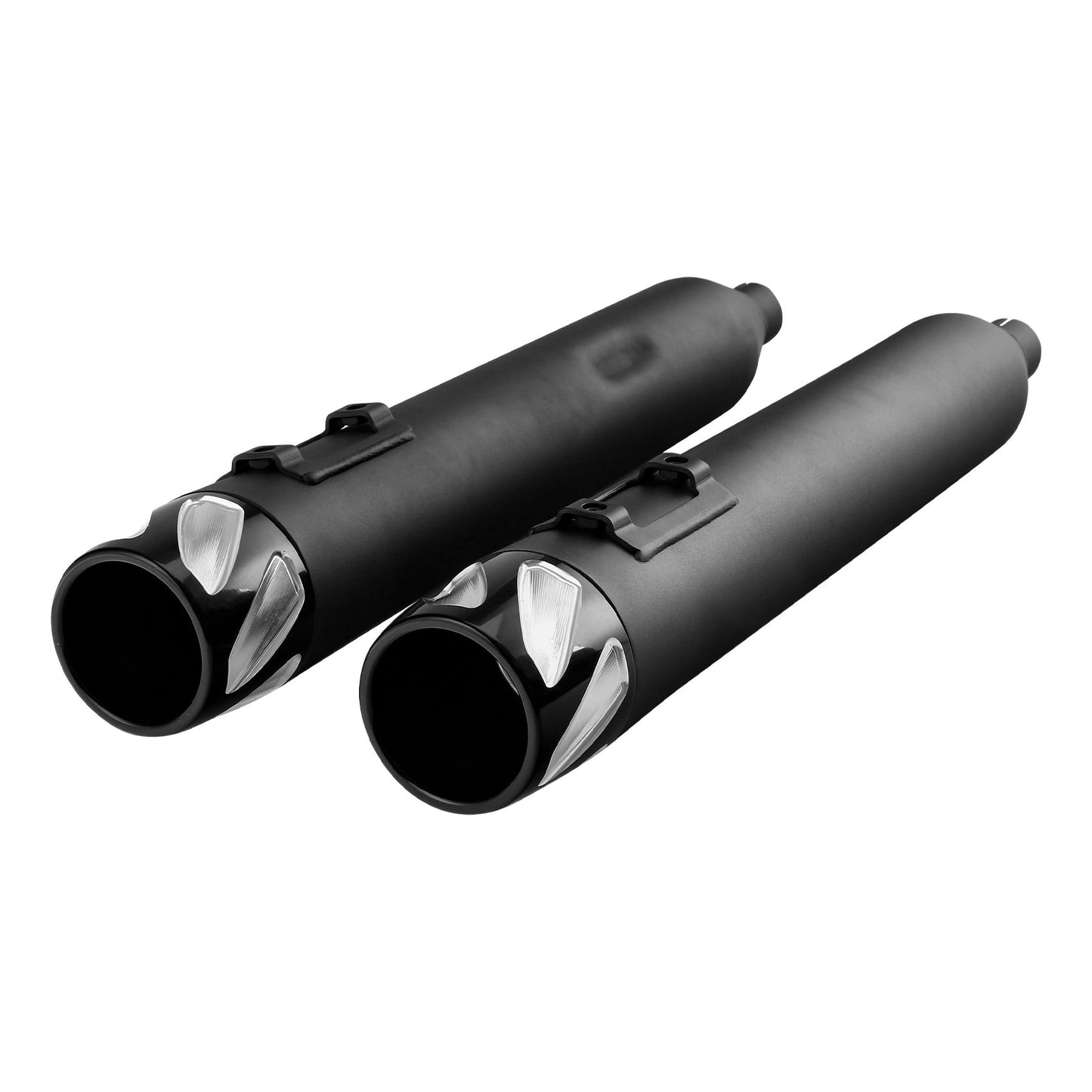 Voodoo Cycle House Custom 4" Chrome / Black Slip-on Mufflers For 1995-2016 Harley-Davidson Touring Models In Various Styles