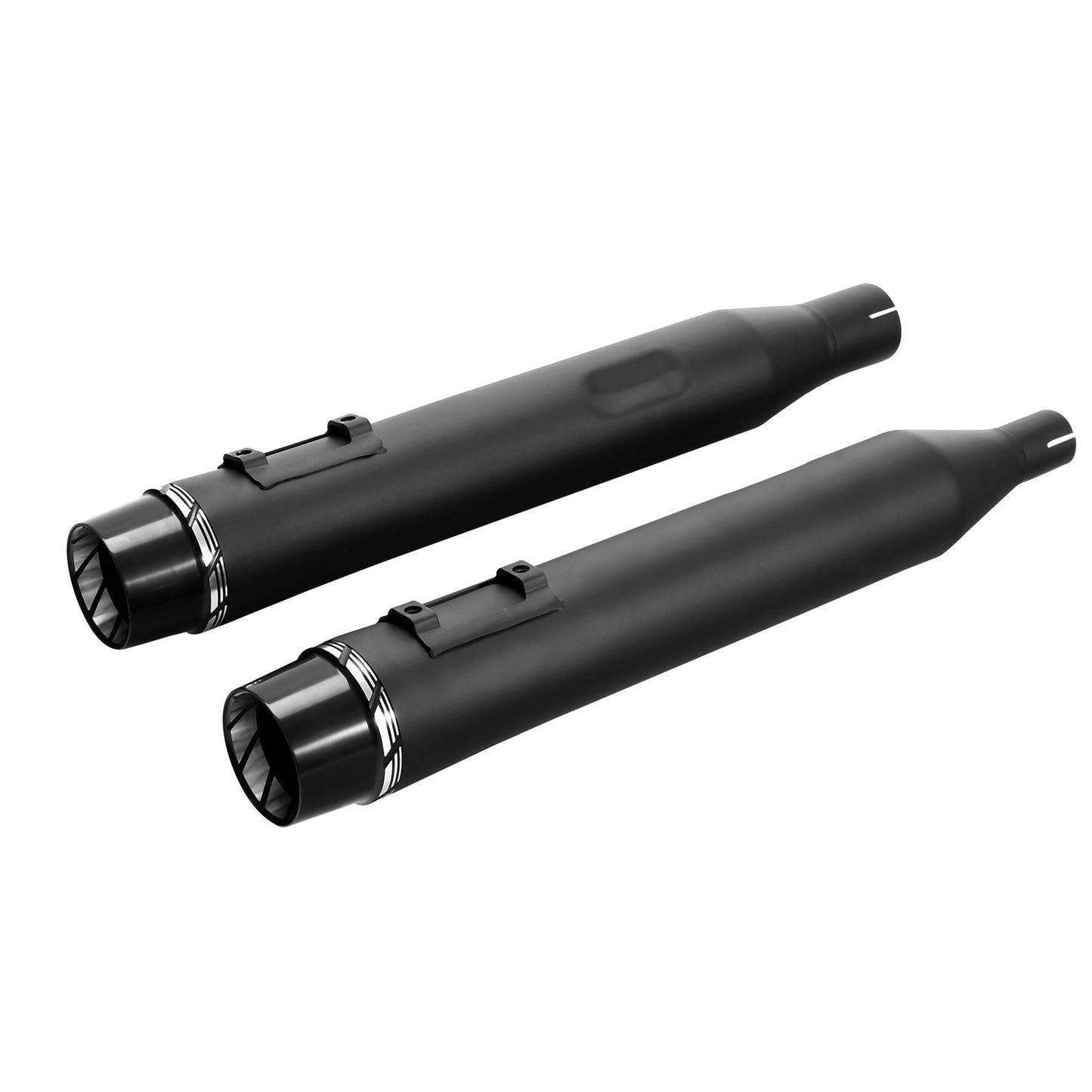 Voodoo Cycle House Custom 4" Chrome/Black Slip-on Mufflers For 2017-UP Harley-Davidson Touring Models