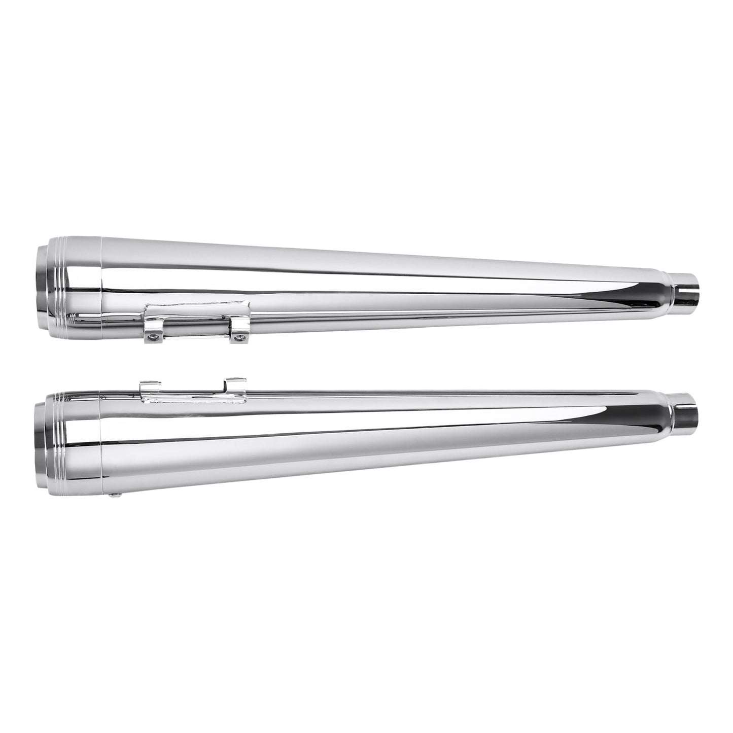 Voodoo Cycle House Custom 4" Chrome/Black Megaphone Slip-on Mufflers For 1995-2016 Harley-Davidson Touring Models