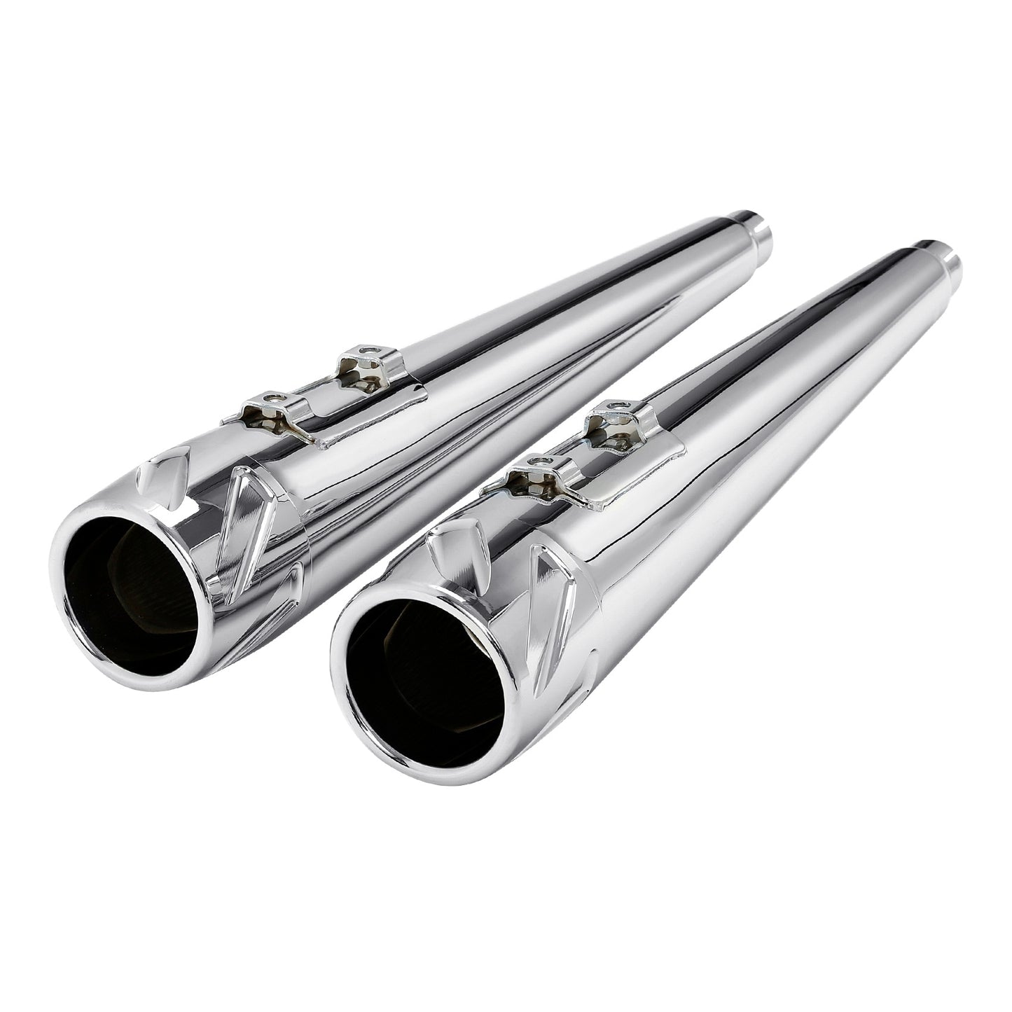 Voodoo Cycle House Custom 4" Chrome Slip-on Mufflers For 1995-2016 Harley-Davidson Touring Models