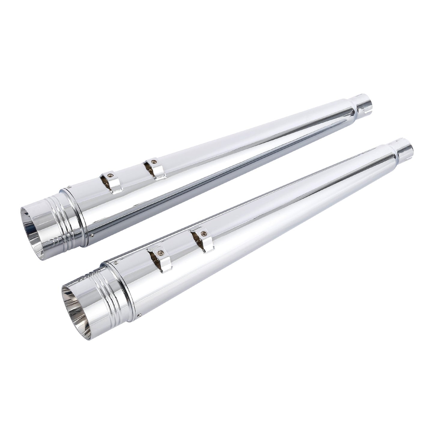 Voodoo Cycle House Custom 4" Chrome Megaphone Slip-on Mufflers For 1995-2016 Harley-Davidson Touring Models