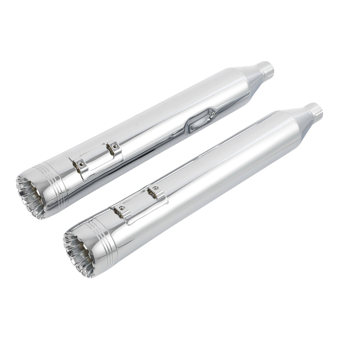 Voodoo Cycle House Custom 4" Chrome / Black Slip-on Mufflers For 1995-2016 Harley-Davidson Touring Models In Various Styles