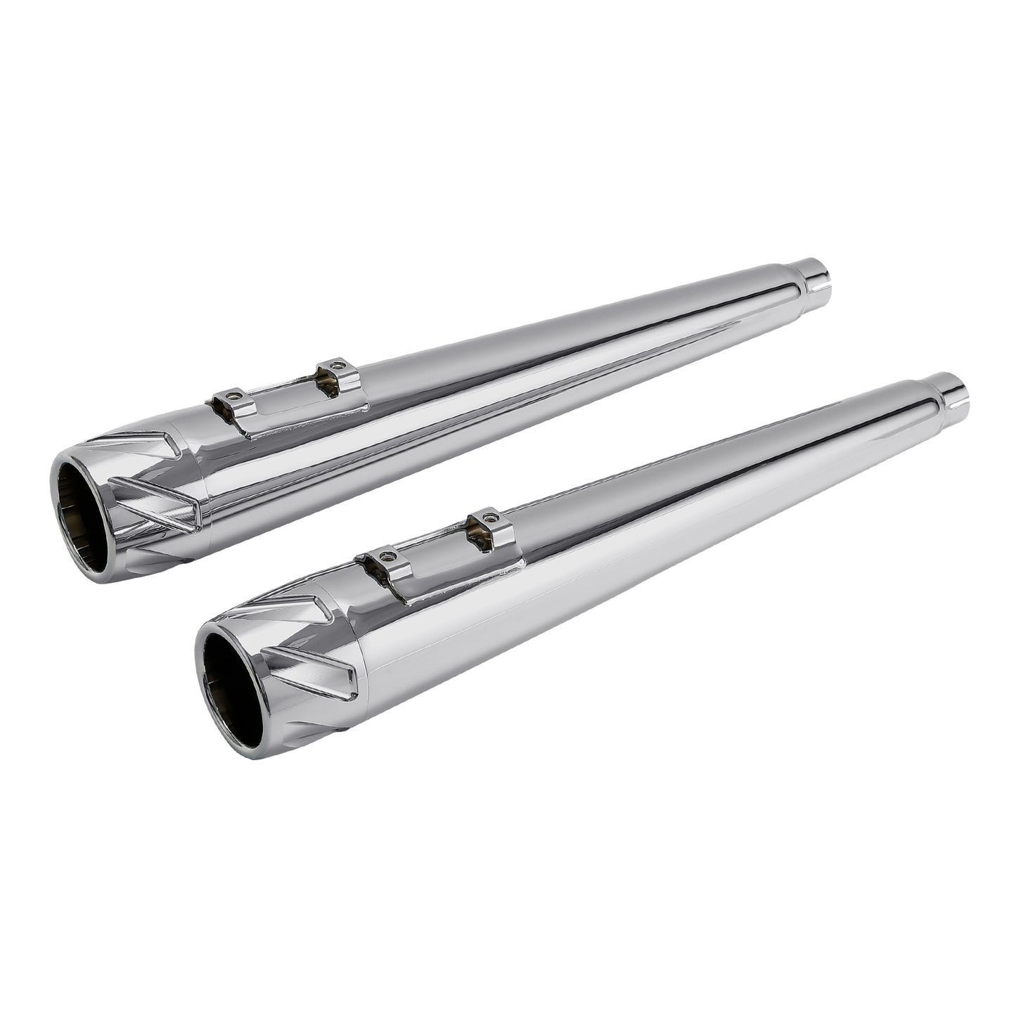 Voodoo Cycle House Custom 4" Chrome Slip-on Mufflers For 1995-2016 Harley-Davidson Touring Models