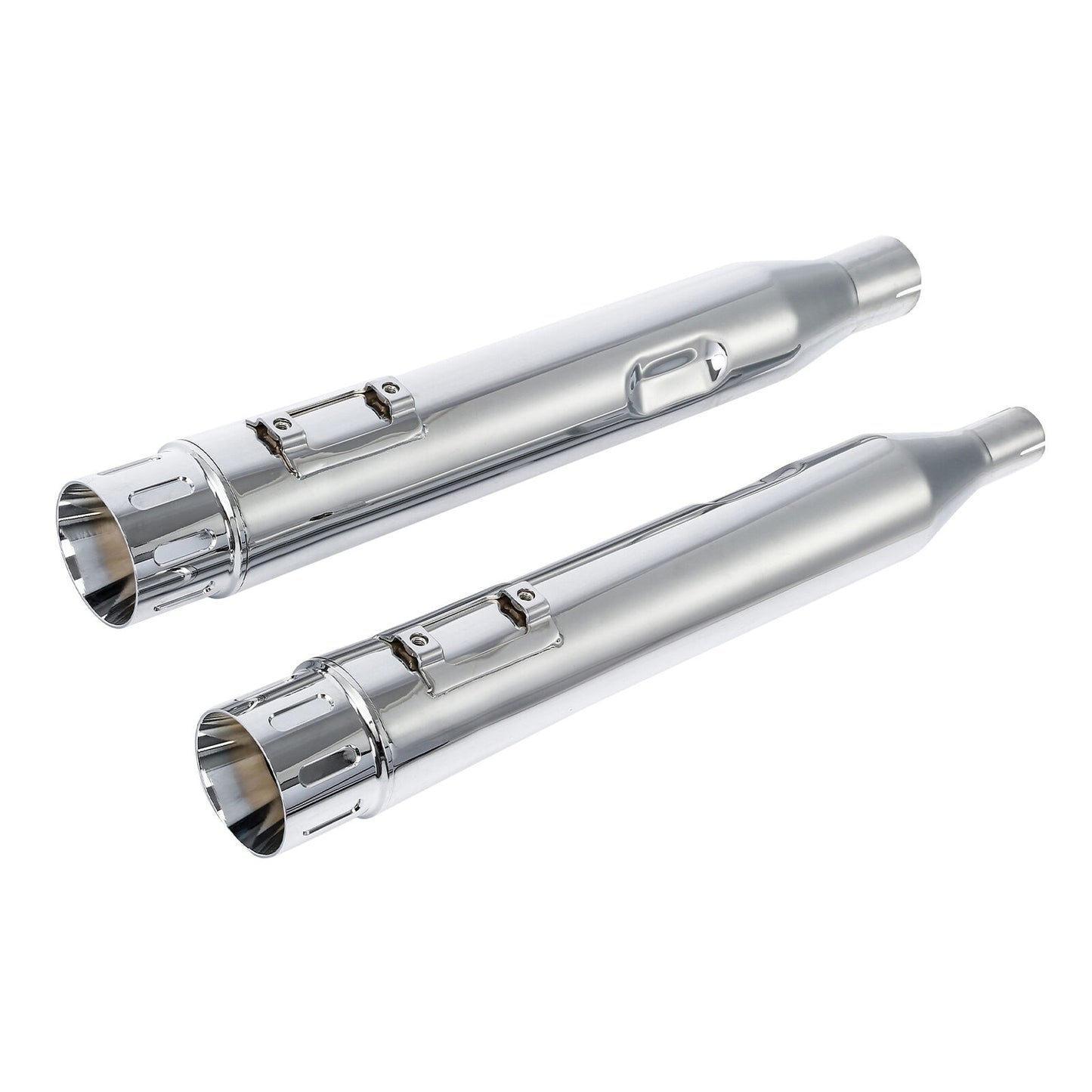 Voodoo Cycle House Custom 4" Chrome/Black Slip-on Mufflers For 2017-UP Harley-Davidson Touring Models