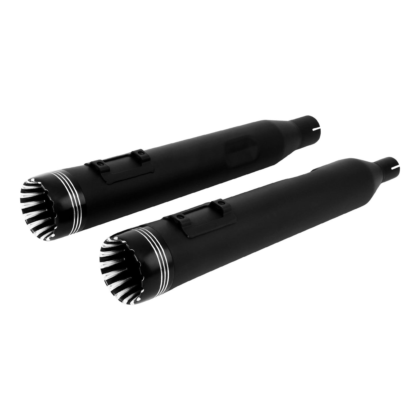 Voodoo Cycle House Custom 4" Chrome/Black Slip-on Mufflers For 2017-UP Harley-Davidson Touring Models