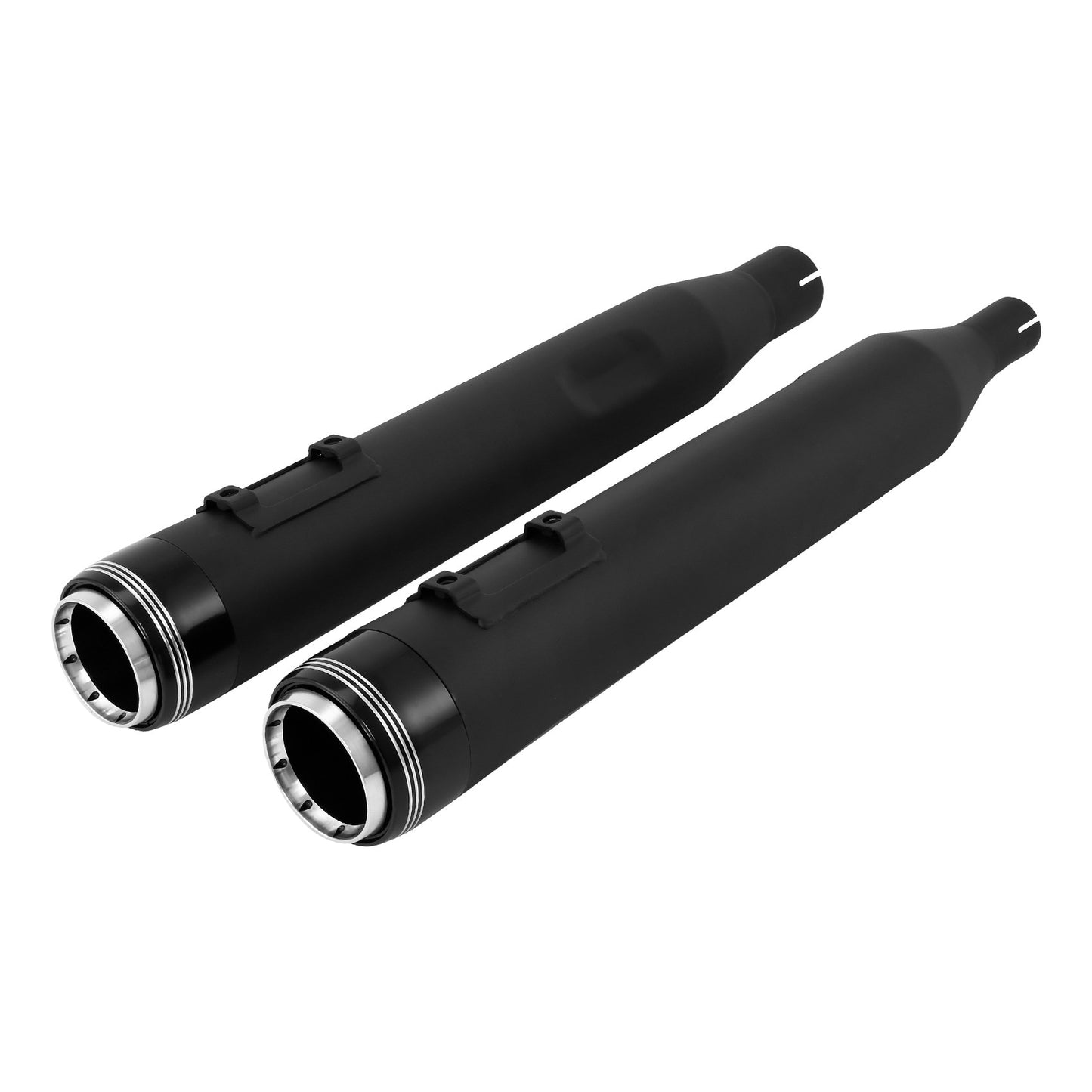Voodoo Cycle House Custom 4" Chrome/Black Slip-on Mufflers For 2017-UP Harley-Davidson Touring Models