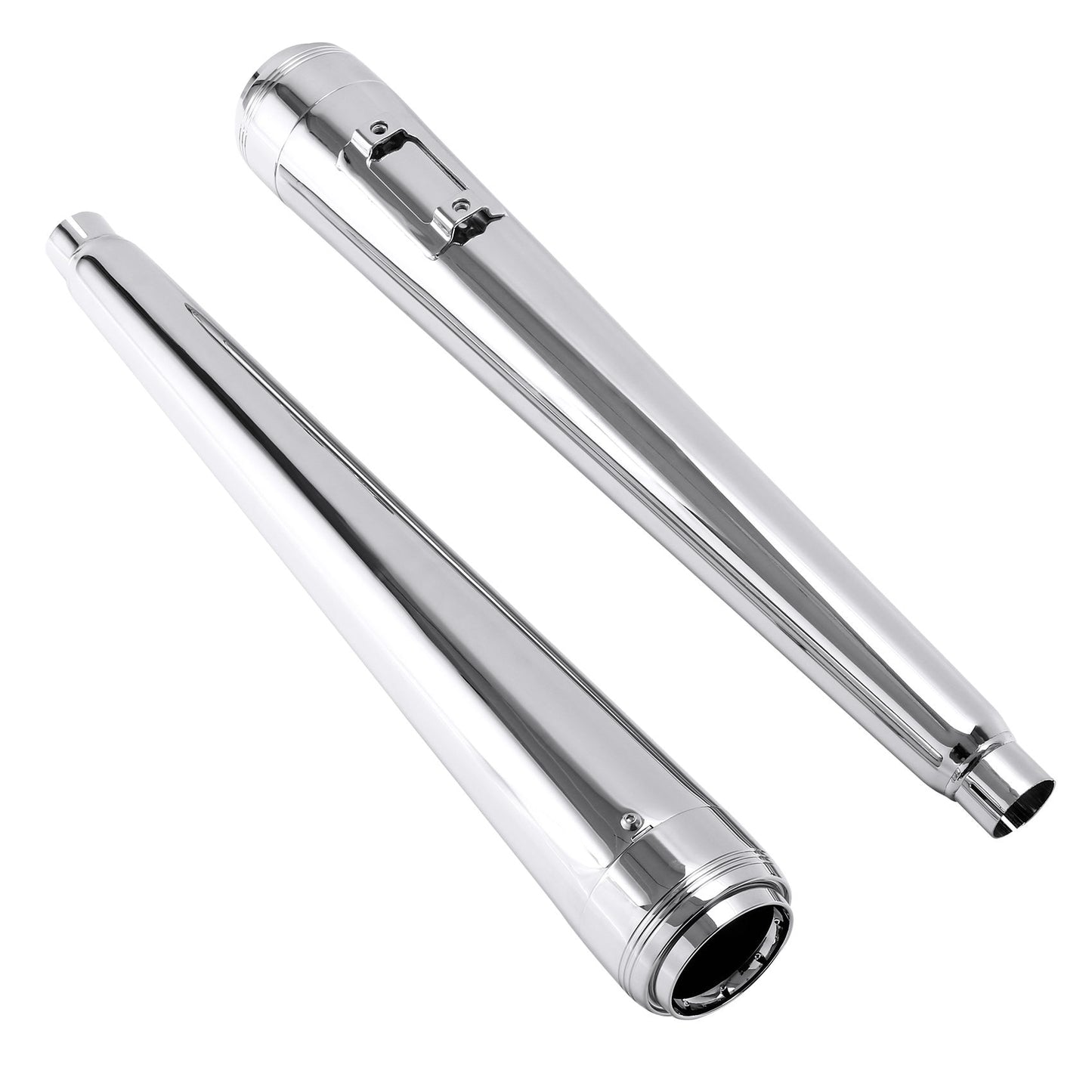 Voodoo Cycle House Custom 4" Chrome/Black Megaphone Slip-on Mufflers For 1995-2016 Harley-Davidson Touring Models