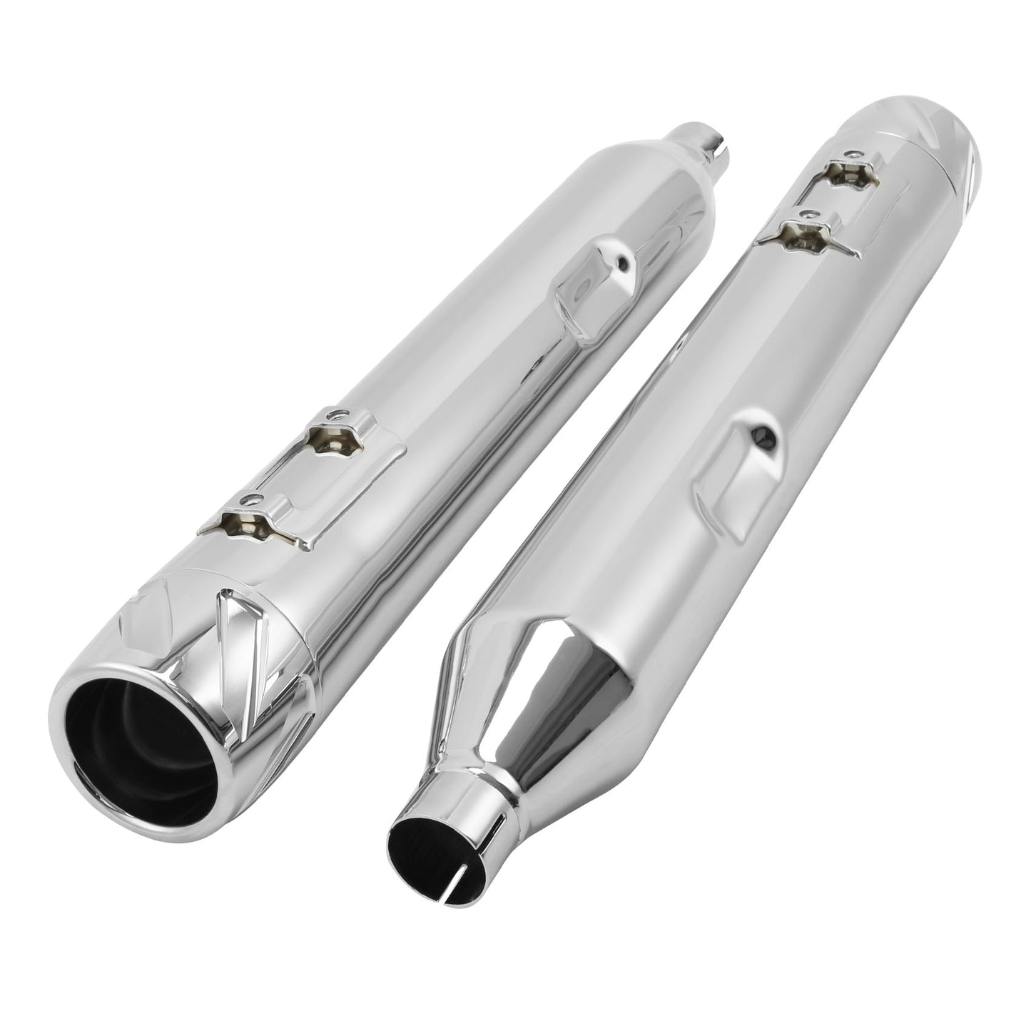 Voodoo Cycle House Custom 4" Chrome / Black Slip-on Mufflers For 1995-2016 Harley-Davidson Touring Models In Various Styles