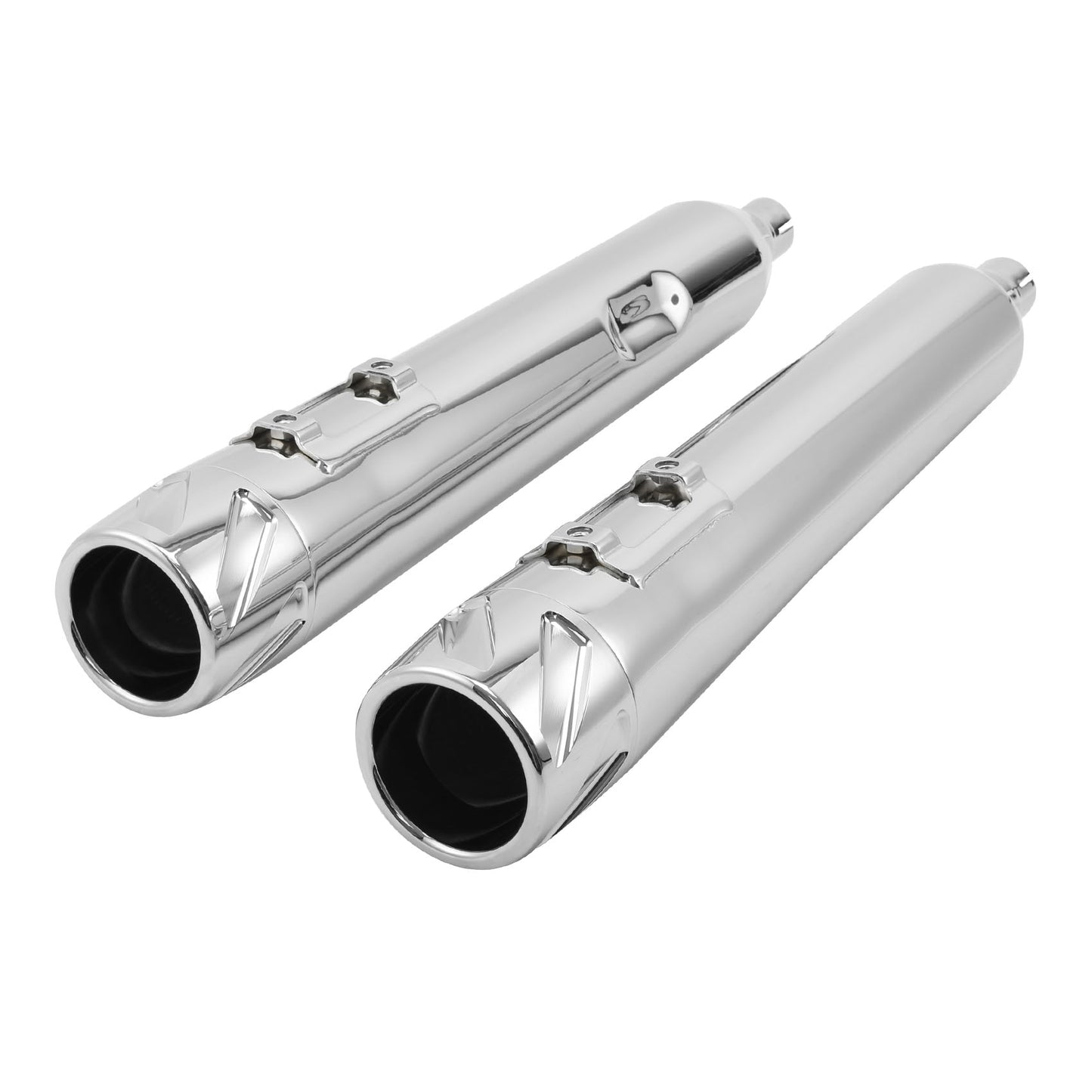 Voodoo Cycle House Custom 4" Chrome / Black Slip-on Mufflers For 1995-2016 Harley-Davidson Touring Models In Various Styles