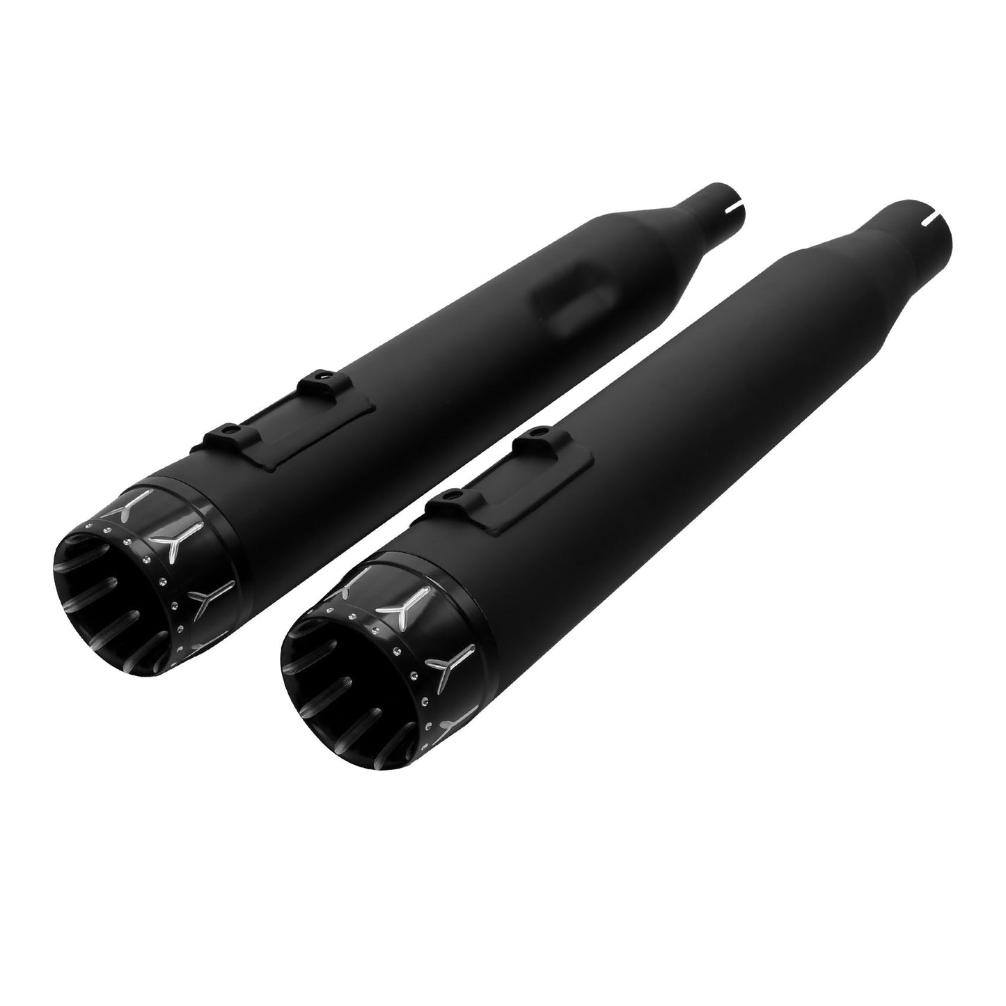 Voodoo Cycle House Custom 4" Chrome/Black Slip-on Mufflers For 2017-UP Harley-Davidson Touring Models