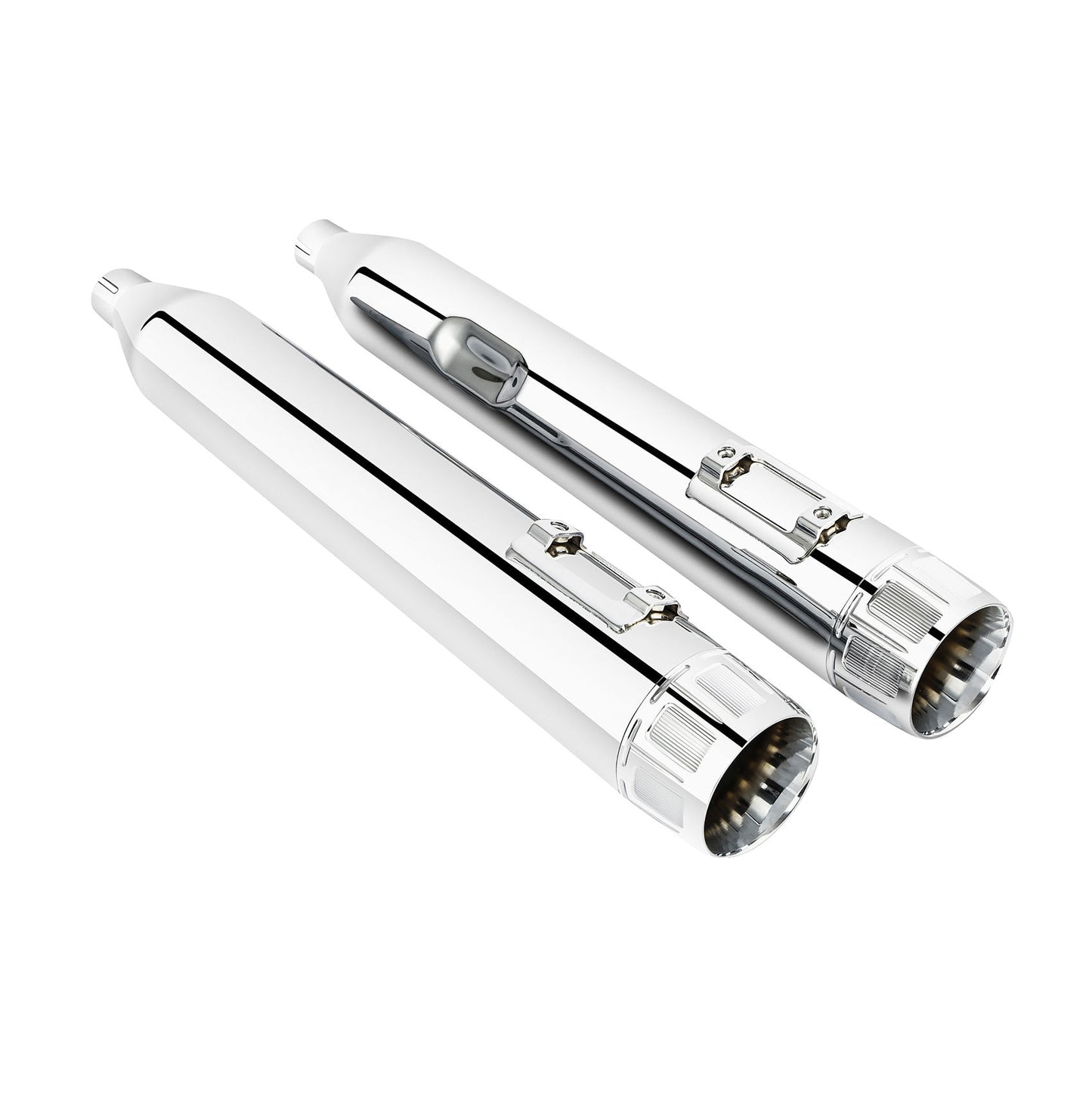 Voodoo Cycle House Custom 4" Chrome / Black Slip-on Mufflers For 1995-2016 Harley-Davidson Touring Models In Various Styles