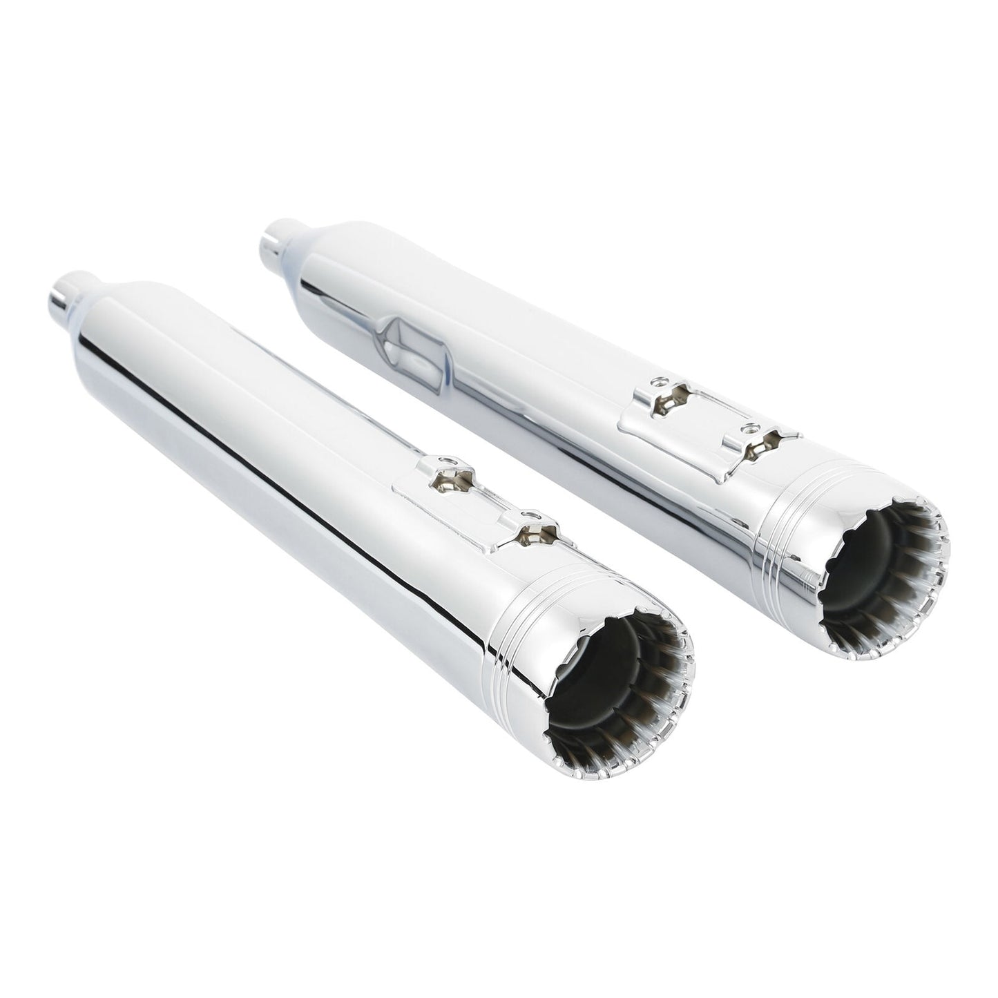 Voodoo Cycle House Custom 4" Chrome / Black Slip-on Mufflers For 1995-2016 Harley-Davidson Touring Models In Various Styles