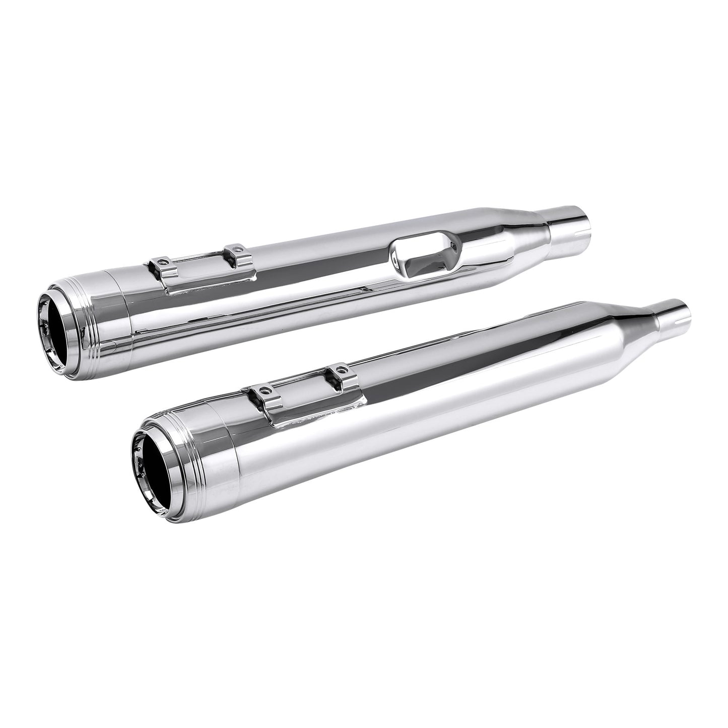 Voodoo Cycle House Custom 4" Chrome/Black Slip-on Mufflers For 2017-UP Harley-Davidson Touring Models