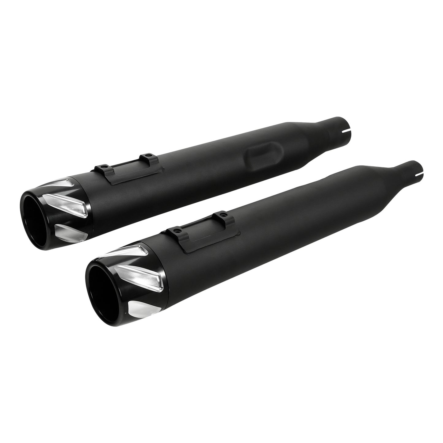 Voodoo Cycle House Custom 4" Chrome/Black Slip-on Mufflers For 2017-UP Harley-Davidson Touring Models