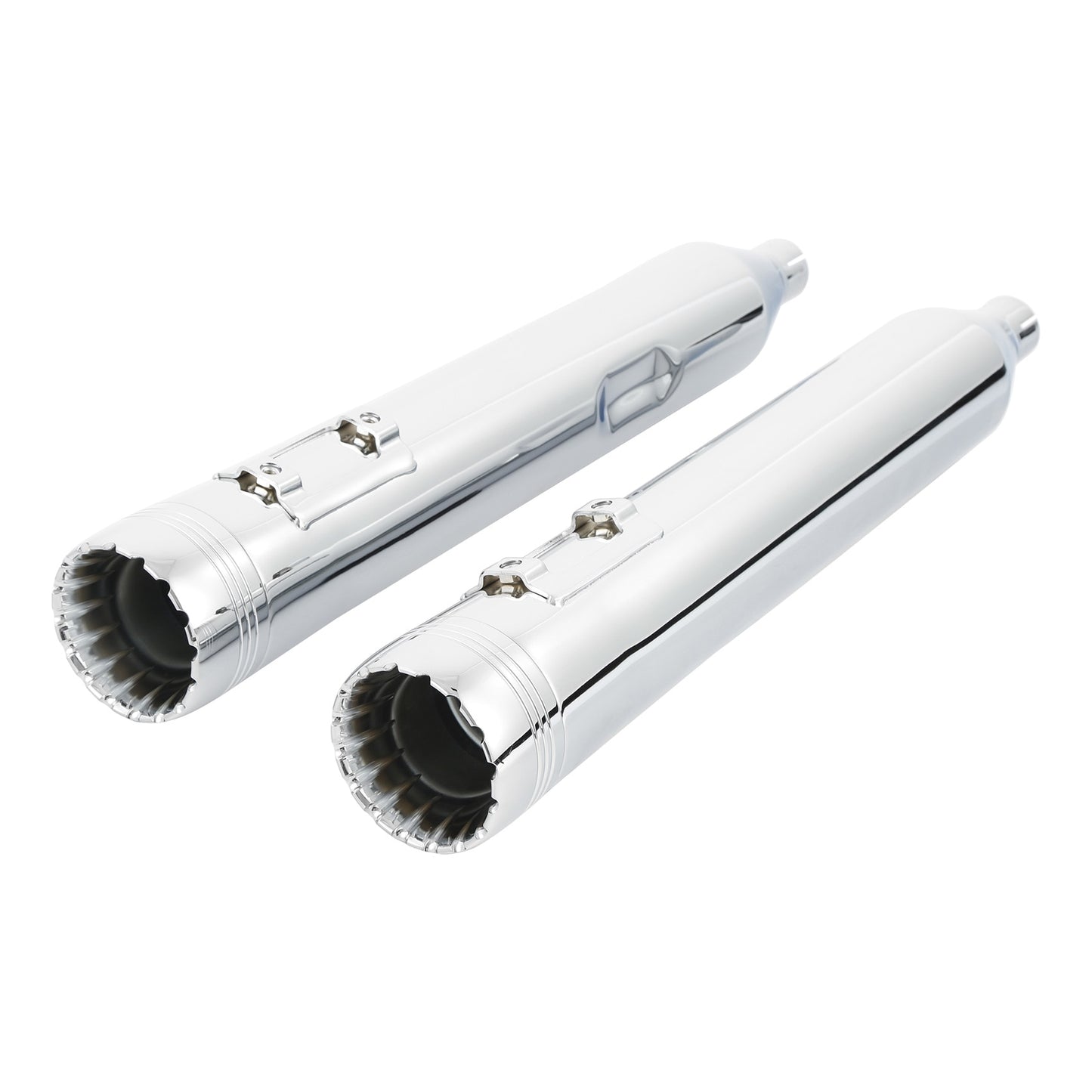 Voodoo Cycle House Custom 4" Chrome / Black Slip-on Mufflers For 1995-2016 Harley-Davidson Touring Models In Various Styles