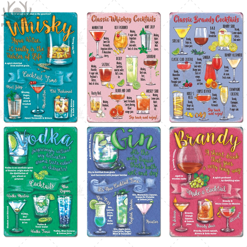 Metal Cocktail Signs