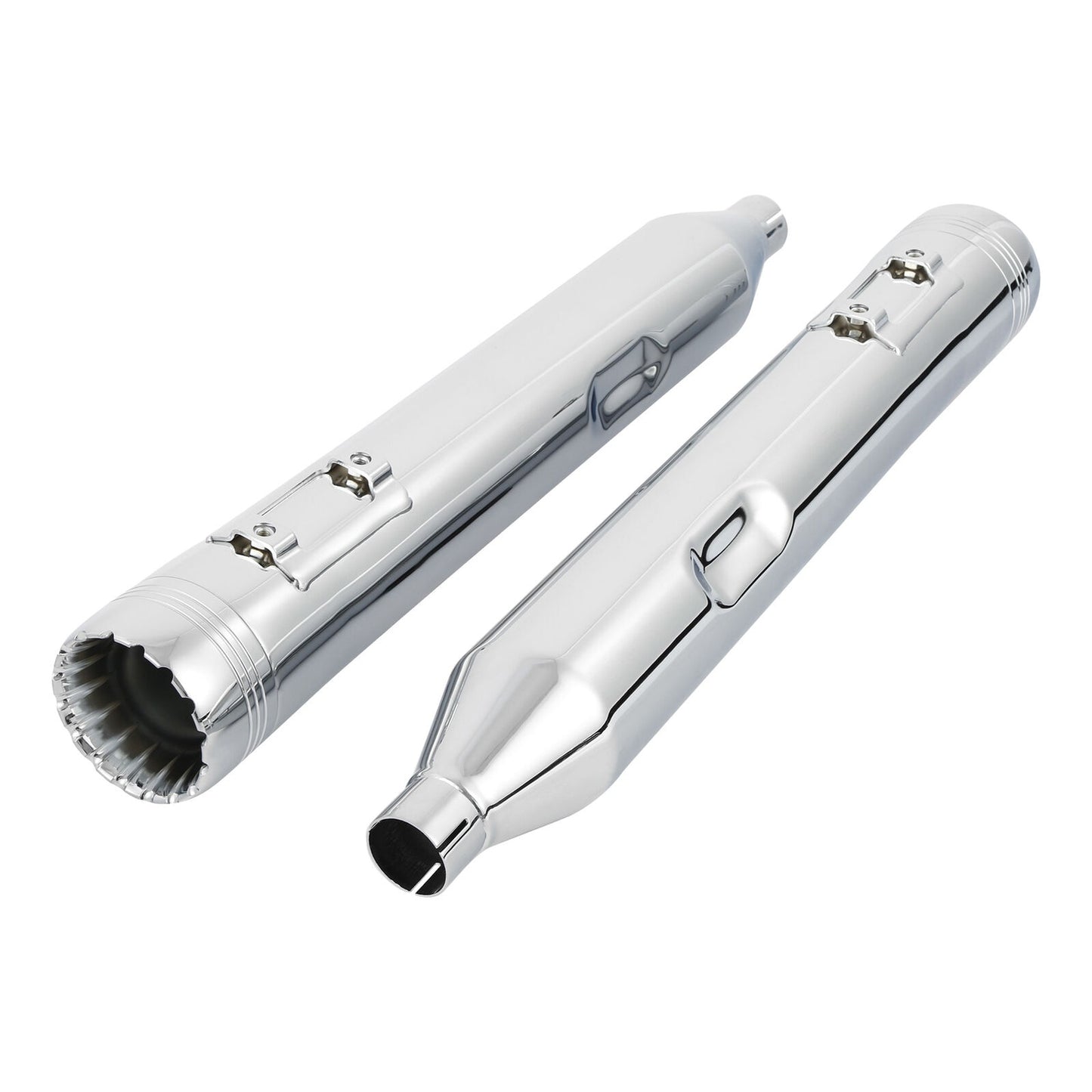 Voodoo Cycle House Custom 4" Chrome / Black Slip-on Mufflers For 1995-2016 Harley-Davidson Touring Models In Various Styles