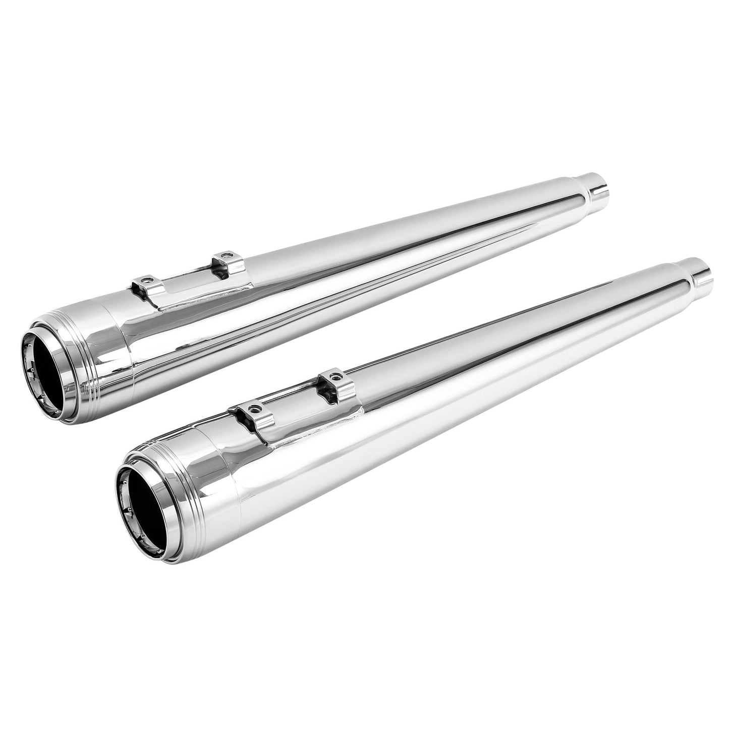 Voodoo Cycle House Custom 4" Chrome/Black Megaphone Slip-on Mufflers For 1995-2016 Harley-Davidson Touring Models