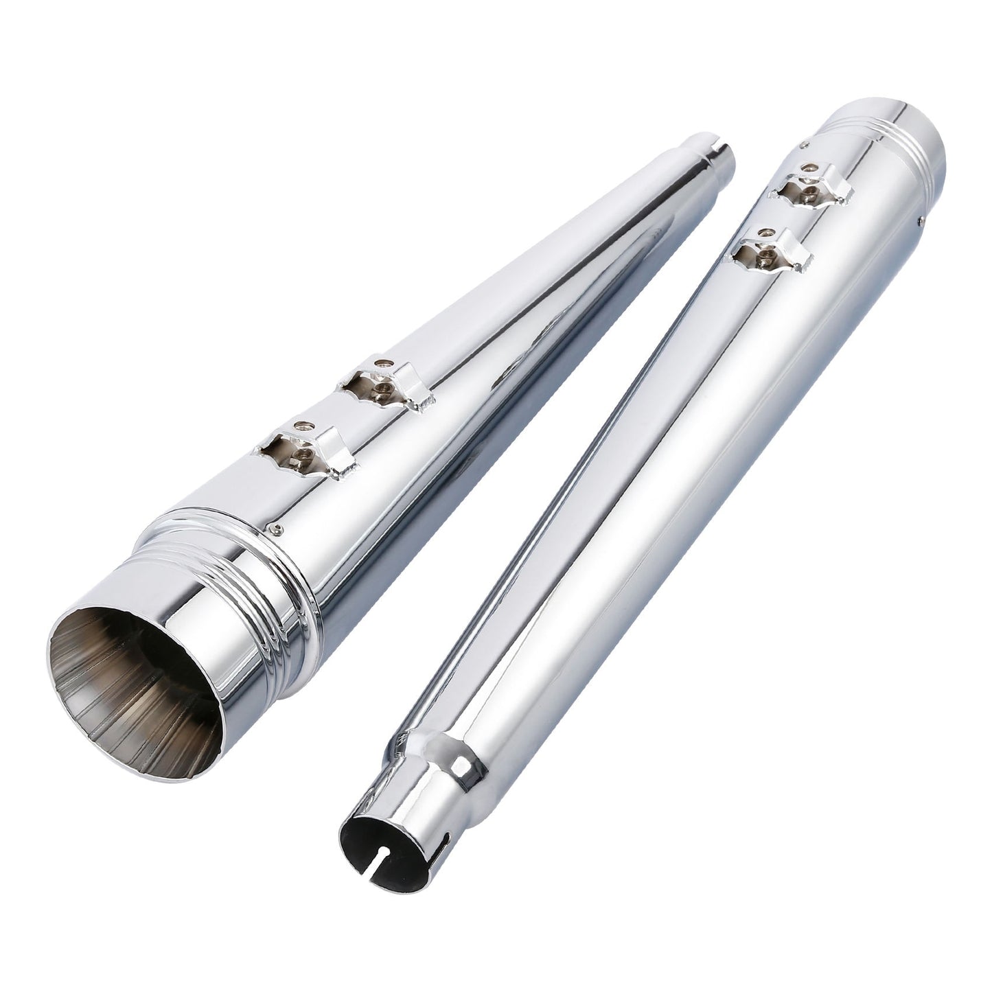 Voodoo Cycle House Custom 4" Chrome Megaphone Slip-on Mufflers For 1995-2016 Harley-Davidson Touring Models