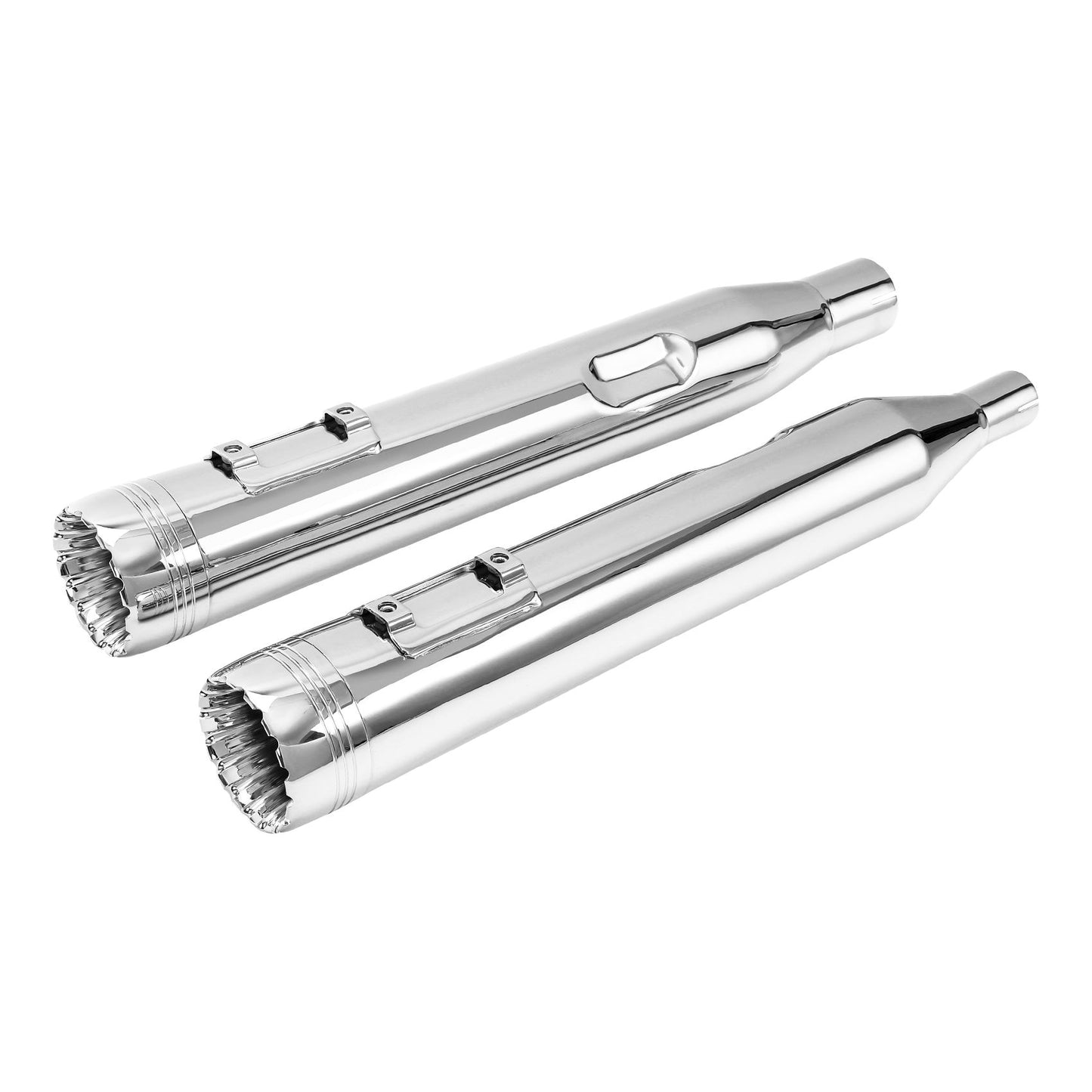 Voodoo Cycle House Custom 4" Chrome/Black Slip-on Mufflers For 2017-UP Harley-Davidson Touring Models
