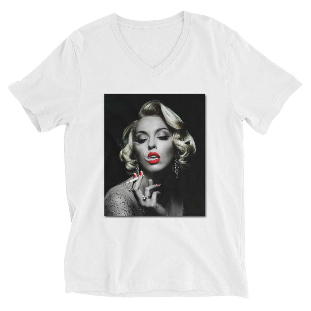 MARILYN SMOKING Unisex Short Sleeve V-Neck T-Shirt