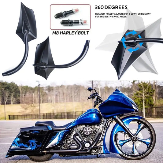 Voodoo Cycle House Custom Motorcycle Mirrors for Harley Davidson Touring Models For Sportster Iron 883 1200 Street Glide Road Glide Dyna Softail