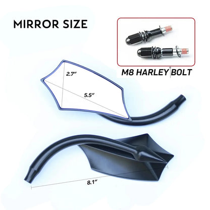 Voodoo Cycle House Custom Black Mirrors For Harley Dyna Bobber Chopper Sportster Old School Touring
