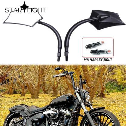 Voodoo Cycle House Custom Black Mirrors For Harley Dyna Bobber Chopper Sportster Old School Touring