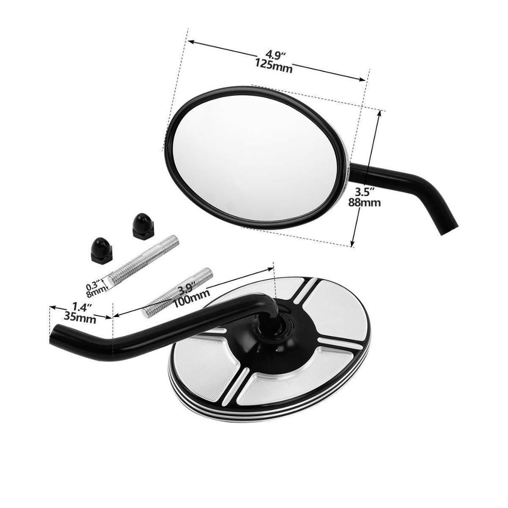 Voodoo Cycle House Custom CNC Mirrors For Harley-Davidson & Custom Applications Touring Road King Street Electra Glide Sportster XL 883 1200 Dyna Softail Chopper Universal
