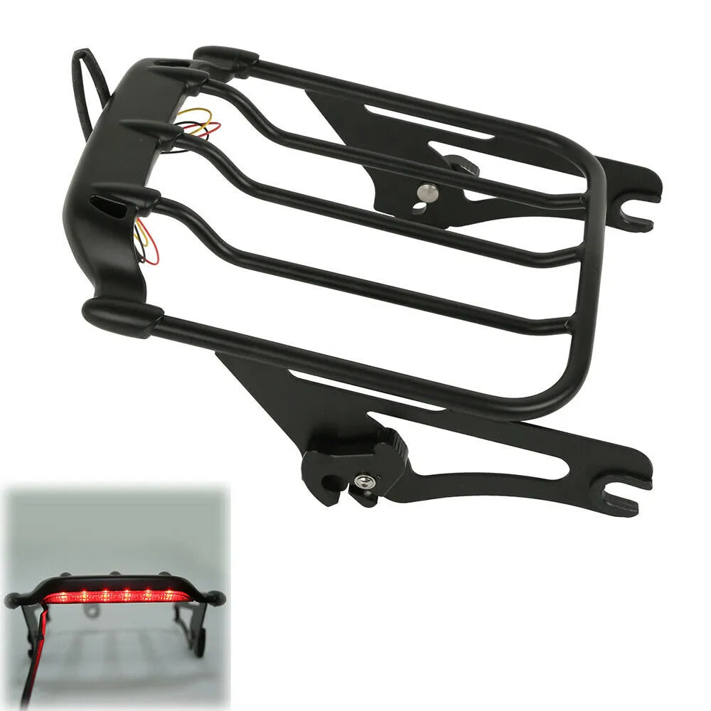 Voodoo Cycle House Two-Up Luggage Rack W/ LED Light For Harley-Davidson Touring Models Road King Street Electra Glide Ultra Limited 2014-UP